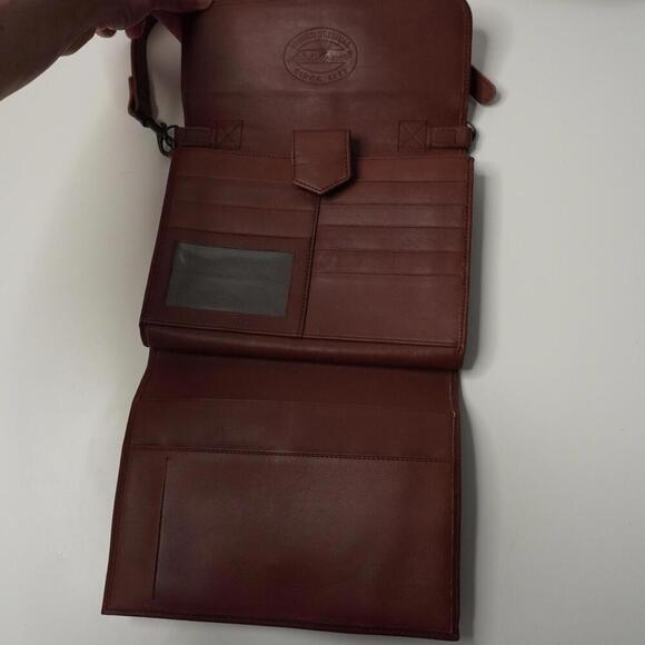 Vintage Eddie Bauer Cognac Brown Leather Crossbody Bag Organizer Classic Boho - Picture 5 of 9